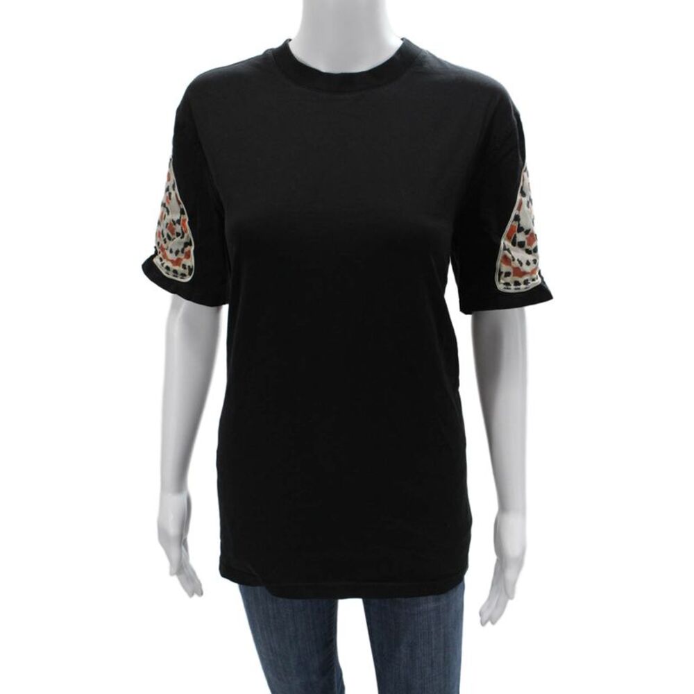 Givenchy Women Basic Animal Print T-Shirt Black Crew Neck Short Sleeve Size S